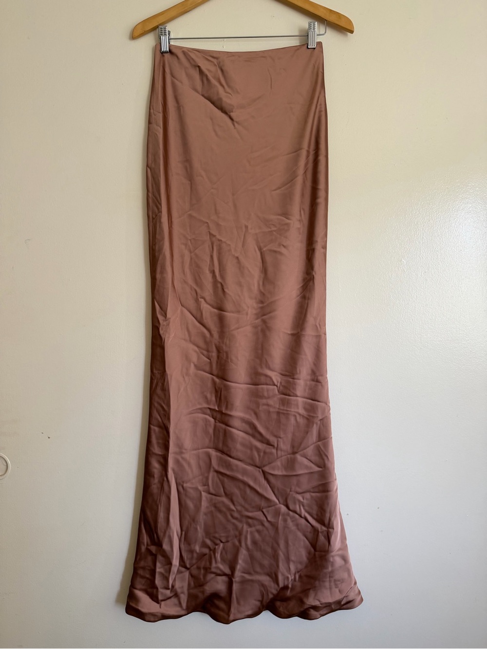 Norma Kamali Dusty Rose Bias-Cut Maxi Slip Skirt